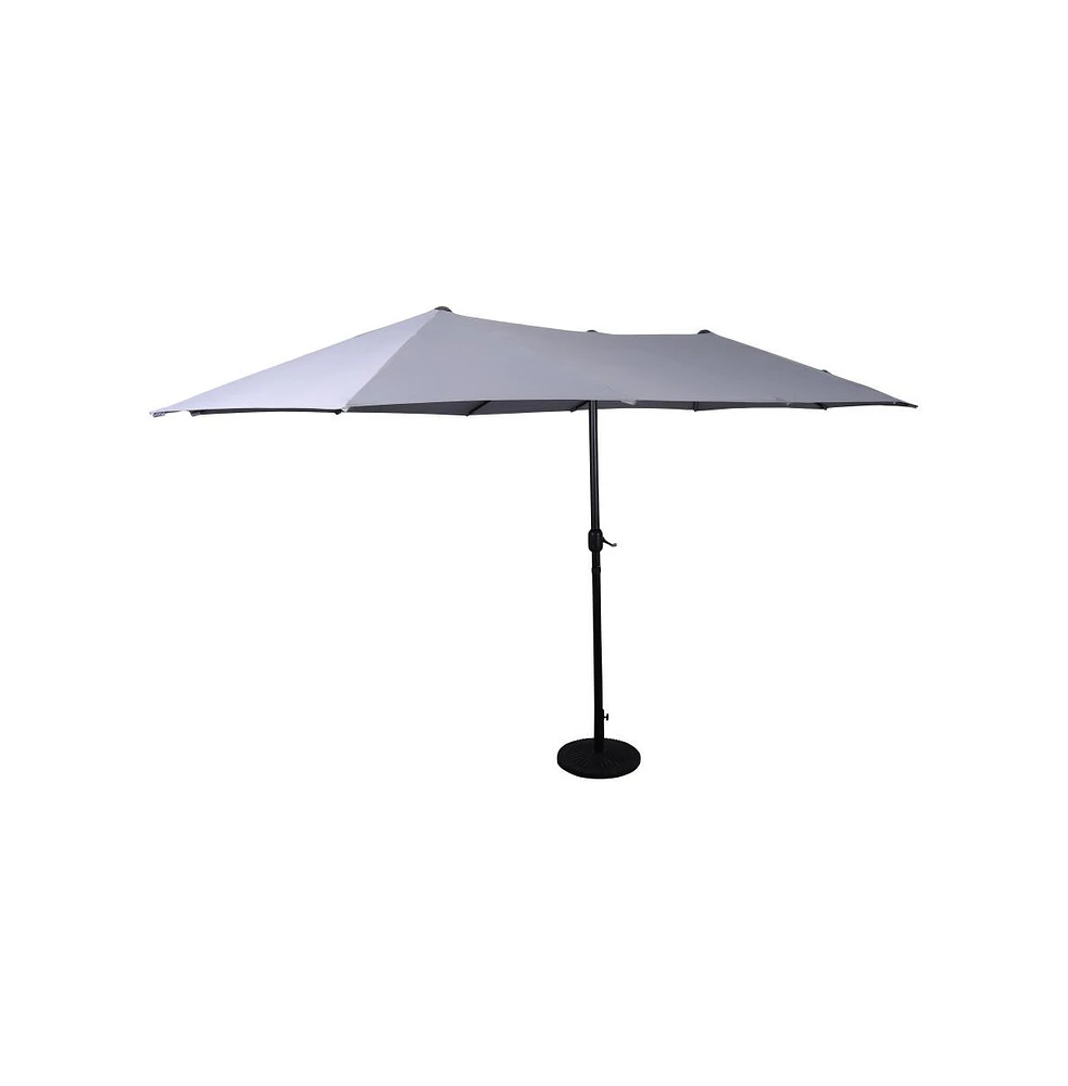 Merrick Lane Evanston 15 Ft Triple Head Umbrella for Patio Use with Crank Handle, and Easy Lift Function