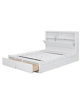 Simplie Fun Queen-size Hydraulic Storage Bed with Led Headboard