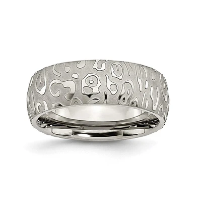 Chisel Titanium Brushed and Polished Textured Wedding Band Ring