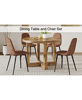 Simplie Fun Modern Circular Dining Table Set with 6 Chairs