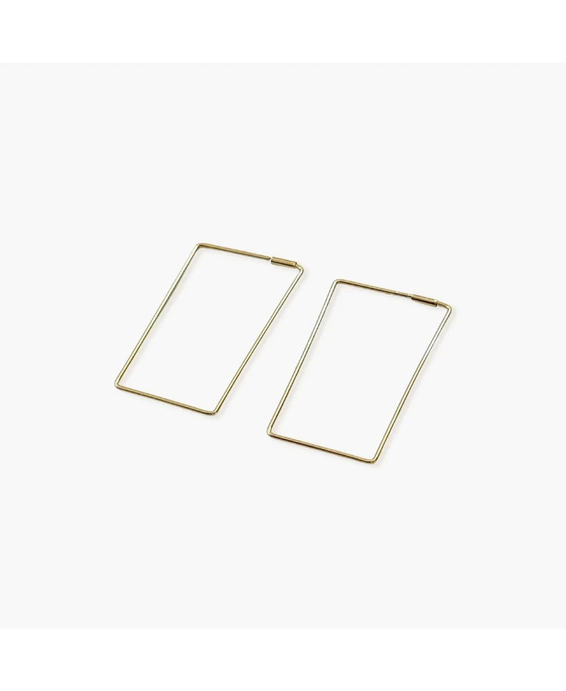 sanctuaire Wire Rectangle Hoop Earrings Gold