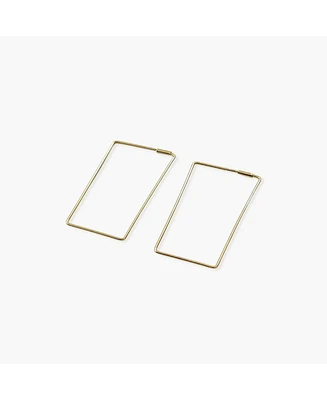 sanctuaire Wire Rectangle Hoop Earrings Gold