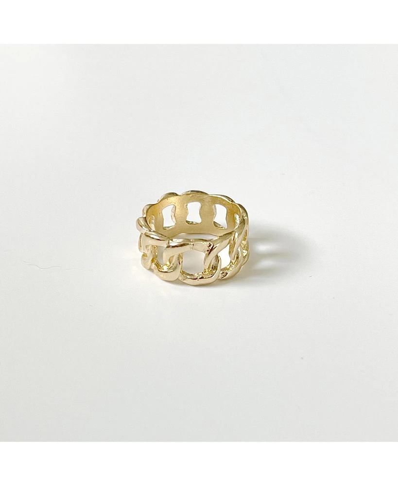 sanctuaire Statement Link Chain Ring Gold