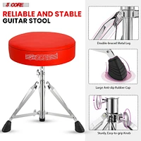 5 Core Drum Throne Red Height Adjustable Guitar Stool Thick Padded Memory Foam Dj Chair Seat - Ds Ch Red