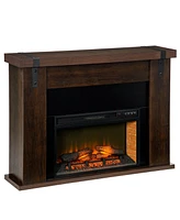 Homcom 35" Electric Fireplace with Mantel, Freestanding Fireplace Heater with Remote