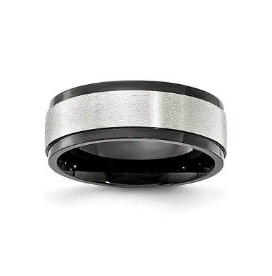 Chisel Cobalt Black Ip-plated Brushed Center Wedding Band Ring