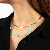 The Lovery Turquoise Clover Necklace 14K Gold