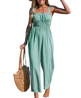 Cupshe Women's Sage Square Neck Wide Leg Jumpsuit