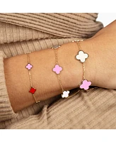 The Lovery Small Pink Mixed Clover Bracelet 14K Gold