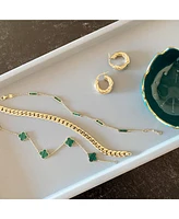 The Lovery Malachite Bar Chain Bracelet 14K Gold