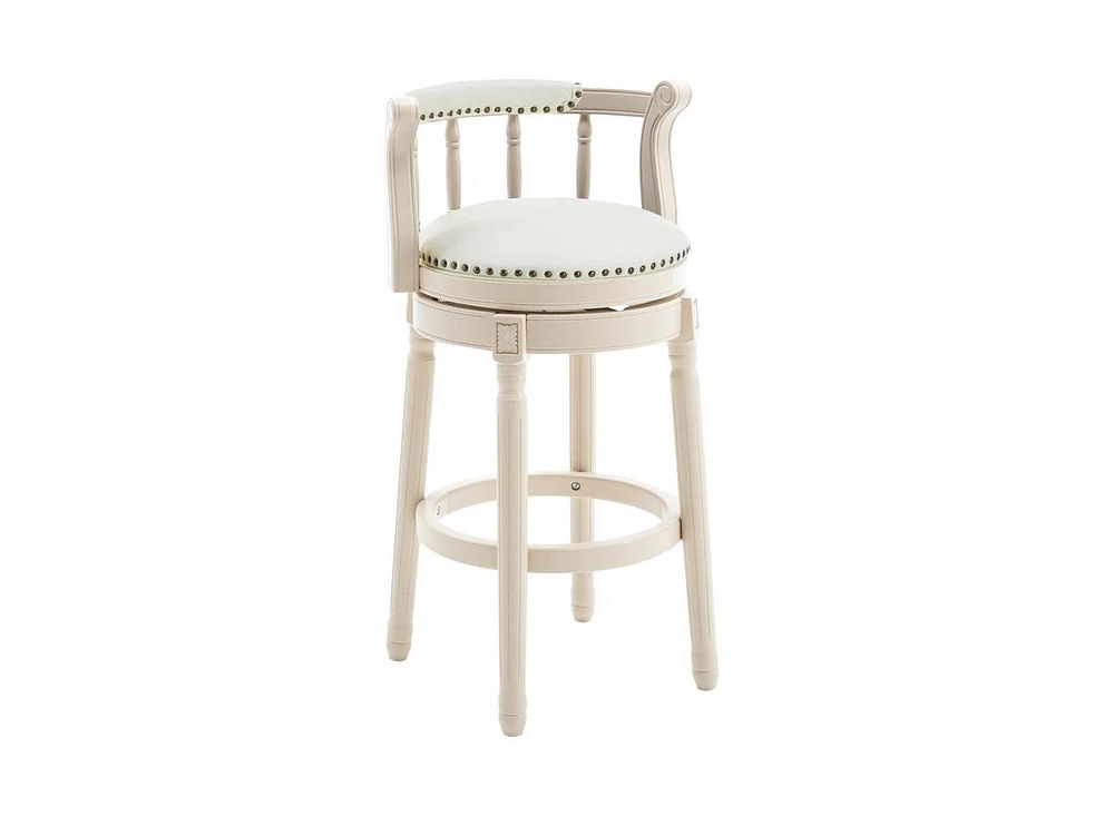 Simplie Fun Bar Stools Seat Height 26" Leather Wooden Bar Stools(White 1 Piece)