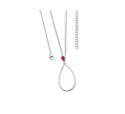 Lucy Quartermaine Long Petal Drop Necklace with Pear Cut Ruby