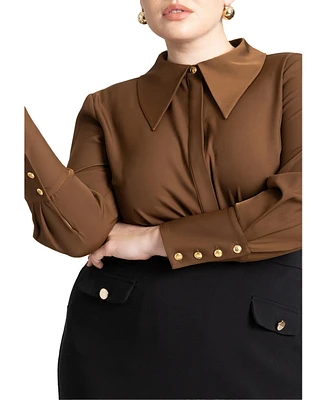 Eloquii Plus Size Pointed Collar Button Down Shirt