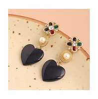 Sohi Women's Royal Heart Drop Earrings