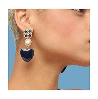 Sohi Women's Royal Heart Drop Earrings