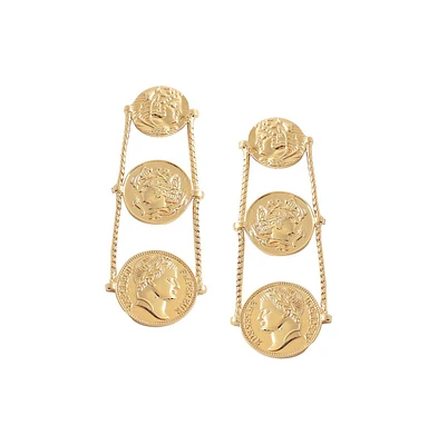 Sohi Women's Gold Coin Drop Earrings