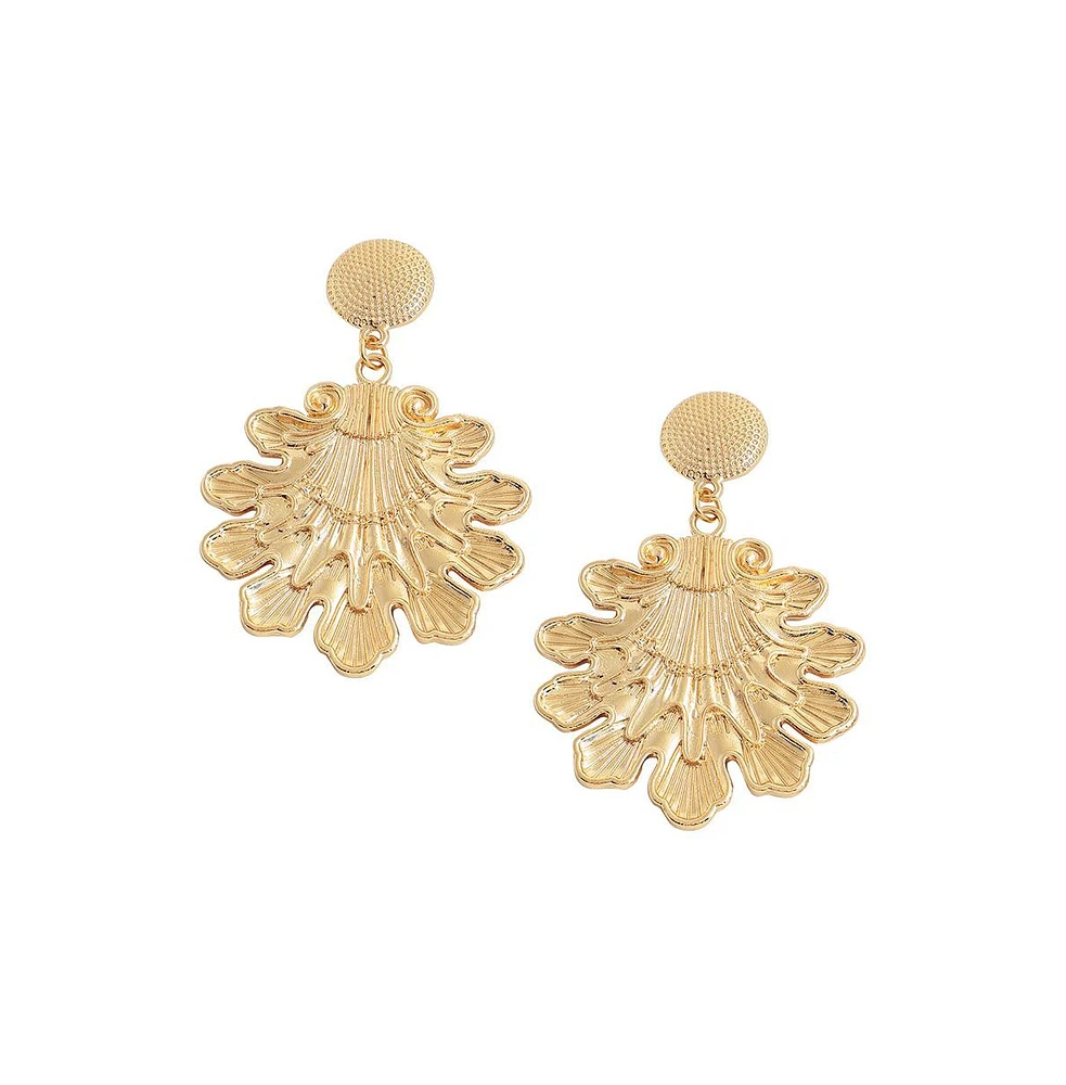 Sohi Women's Gold Floral Drop Earrings