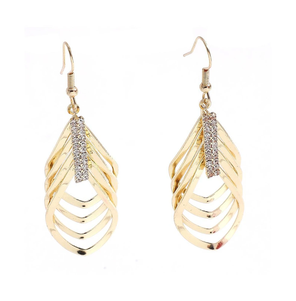 Sohi Women's Silver Ripple Drop Earrings