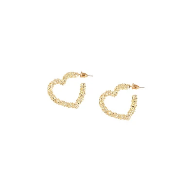 Sohi Women's Gold Heart Hoop Earrings