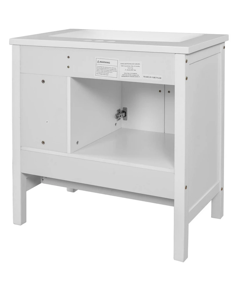 Streamdale Furniture 30" Bathroom Vanity Base Only, Solid Wood Frame, Bathroom Storage Cabinet With Doors And Drawers