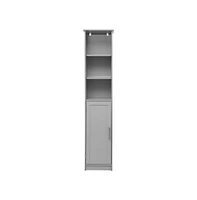 Merrick Lane Vigo Slim Linen Tower Organizer With Adjustable Cabinet Shelves, Open And Magnetic Closure Doors