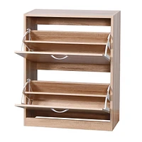 White Shoe Storage Cabinet with Flip Doors