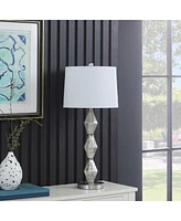 Streamdale Furniture 29.5" In Emil Moderne Geometric Glass Brushed Silver Table Lamp