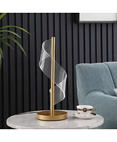 Streamdale Furniture 18.75" In Dinamo Modern" S" Wave Swirl Acrylic Led Brushed Gold Table Lamp