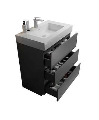 Simplie Fun Alice 30" Gray Bathroom Vanity With Sink And Storage