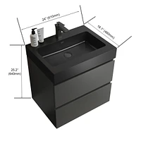 Streamdale Furniture 1-Piece Gray Bathroom Vanity with Large Storage