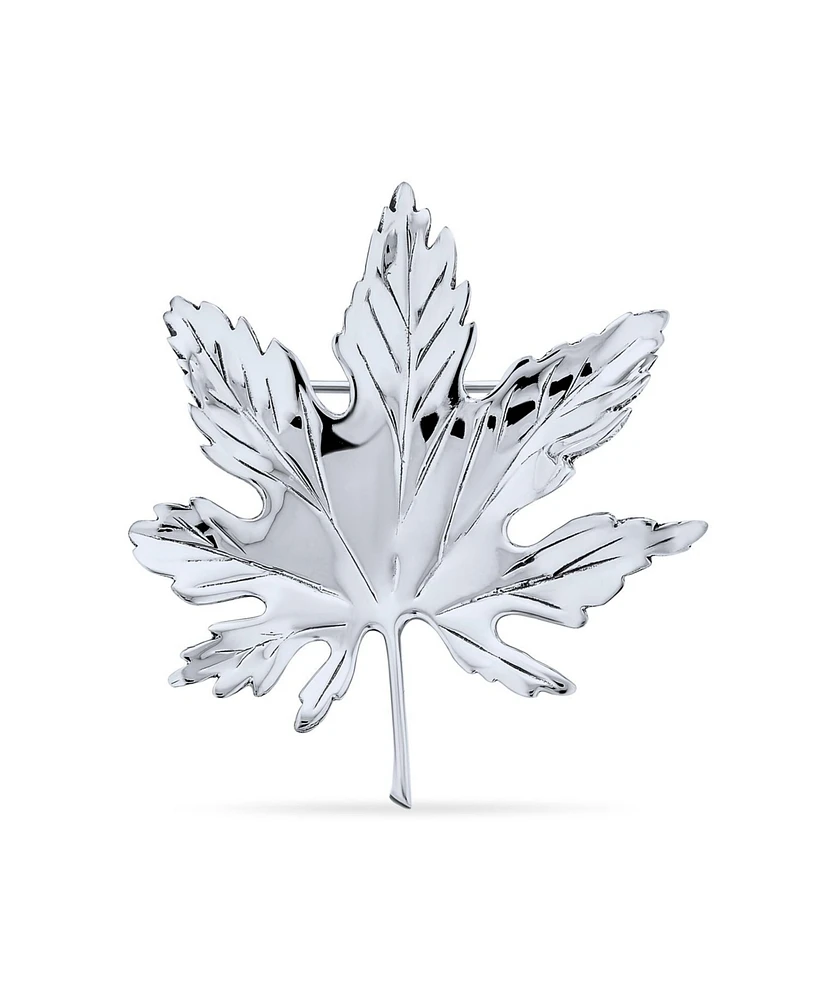 Bling Jewelry Large Canada National Symbol Maple Leaf Pin Brooch Maple Tree For Women Accessory Sterling Silver