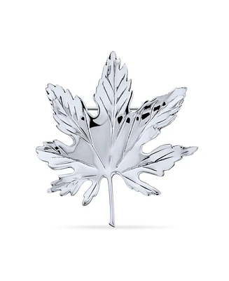 Bling Jewelry Large Canada National Symbol Maple Leaf Pin Brooch Maple Tree Western Jewelry For Women Accessory .925 Sterling Silver Polished