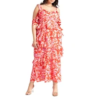 Eloquii Plus Asym Ruffle Maxi Dress