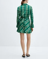 Mango Women's Check Bow Dress