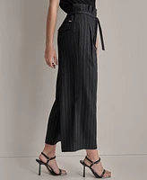 Dkny Petite Striped Cropped Paperbag-Waist Pants