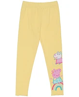 Peppa Pig Toddler & Little Girls Short Sleeve Ruffle Top Rib Legging, 2pc set