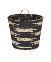 Household Essentials Tapered Woven Basket Large Decorative Basket with Handles