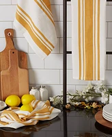 Design Imports Everyday Kitchen Dishtowel Collection Large Chef Stripe Tea Towel, 18x28", Honey Gold, 3 Count
