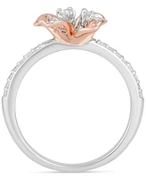 Diamond Rapunzel Flower Ring (1/4 ct. t.w.) in Sterling Silver & 10k Rose Gold