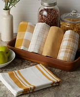 Design Imports Everyday Basic Kitchen Collection Large Woven Cotton Dishtowel/Tea Towel Set, 18x28", Honey Gold, 5 Count