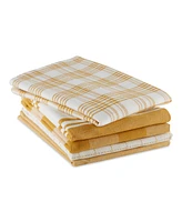 Design Imports Everyday Basic Kitchen Collection Large Woven Cotton Dishtowel/Tea Towel Set, 18x28", Honey Gold, 5 Count