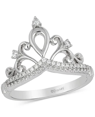 Enchanted Disney Fine Jewelry Diamond Princess Tiara Ring (1/10 ct. t.w.) in Sterling Silver