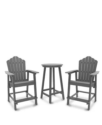 Mondawe 3 Pieces Outdoor Patio Adirondack Chair and Table Bar Set