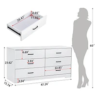 Simplie Fun White 6-Drawer Dresser for Modern Storage