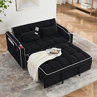 Simplie Fun 55.51 Inch Versatile Foldable Sofa Bed In 3 Lengths, Modern Sofa Sofa Sofa