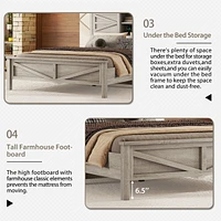 Rustic Full Farmhouse Bed with Charging Station