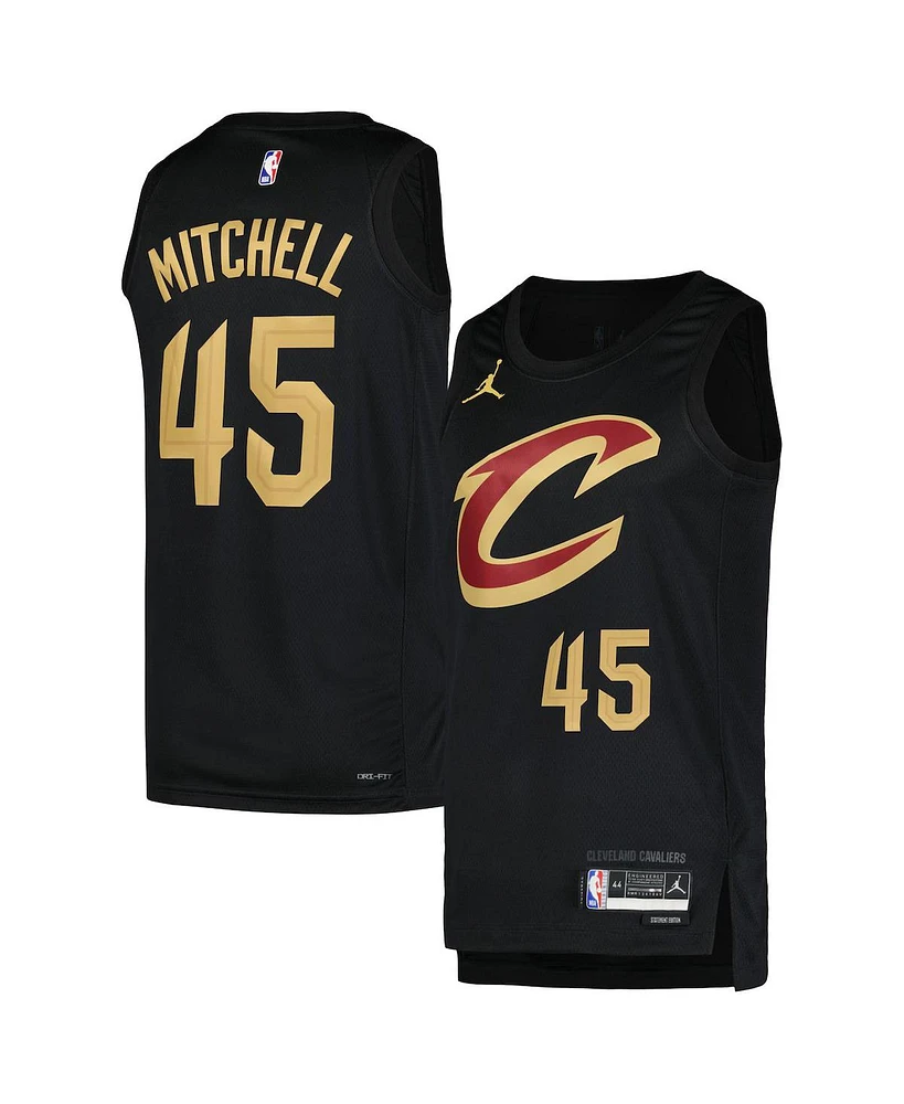 Jordan Men's Donovan Mitchell Black Cleveland Cavaliers Swingman Player Jersey - Statement Edition