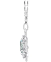 Aquamarine (3/8 ct. t.w.) & Diamond (1/10 ct. t.w.) Snowflake Pendant Necklace in Sterling Silver, 16" + 2" extender