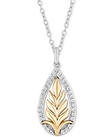 Diamond Leaf Anna Pendant Necklace (1/6 ct. t.w.) in Sterling Silver & 10k Gold, 16" + 2" extender