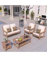 Mondawe 6 Pieces Outdoor Seating Patio Conversation Set with Heater and Coffee Table